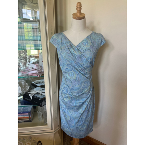 Max Mara Dress Size S Blue Paisley - Picture 1 of 4